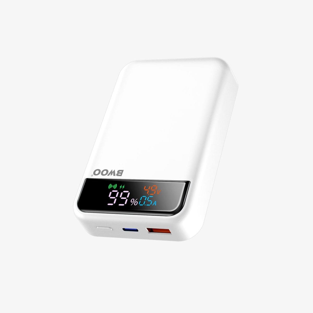 BWOO BO-P53 Magnetic Power Bank | 10000mAh Wireless & Wired Charging – White