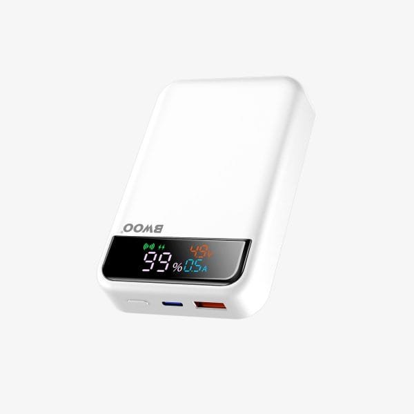BWOO BO-P53 Magnetic Power Bank | 10000mAh Wireless & Wired Charging – White
