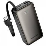 Borofone BJ77 10,000mAh Power Bank | 22.5W PD Fast Charging | Dual Built-in Cables – Charge 3 Devices Simultaneously – Black