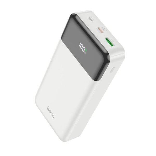 Hoco J102A 20,000mAh Slim Power Bank | LED Display | 20W PD Fast Charging – White