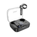 Black HOCO DES07 TWS wireless headset earbuds in their charging case, displayed in South Africa.